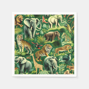 Vintage Jungle Animals Mönster Pappersservett