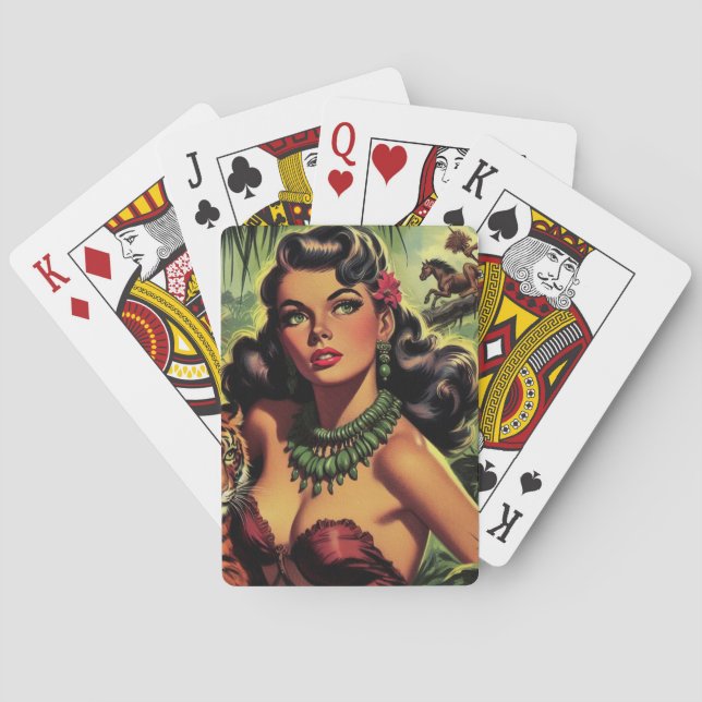 Vintage Jungle Girl Pin Up Casinokort (Baksidan)