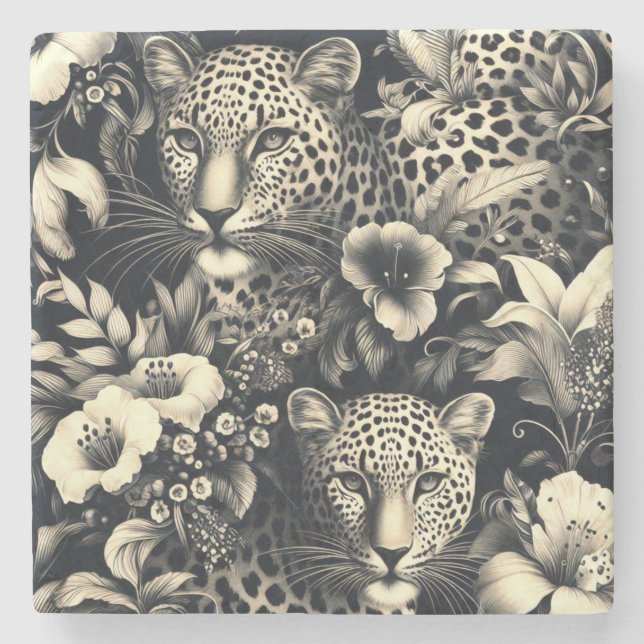 Vintage Jungle Jaguar Stenunderlägg (Framsidan)