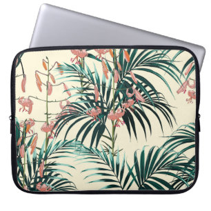 Vintage Jungle: Mörk grönt, Orange Lily. Laptop Fodral