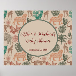 Vintage Jungle Safari Baby Shower Poster
