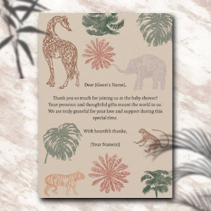 Vintage Jungle Safari Baby Shower Tack Inbjudningar