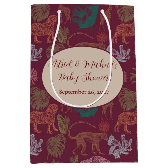 Vintage Jungle Safari Rosa Baby Shower (Framsidan)