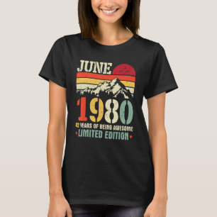 Vintage juni 1980 42 år av Fantastisk T Shirt
