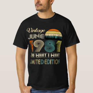 Vintage Juni 1981 T-Shirt - Retro Stil Birthday