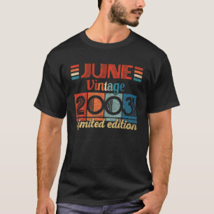 Vintage juni 2003 19 Födelsedagsgåvor 19 år gamla T Shirt