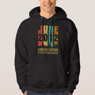 Vintage juni 2012 10 år gammal tionde födelsedag hoodie