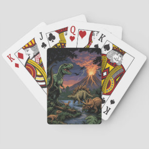 Vintage Jurassic Dinosaur Rex och Triceratops Casinokort