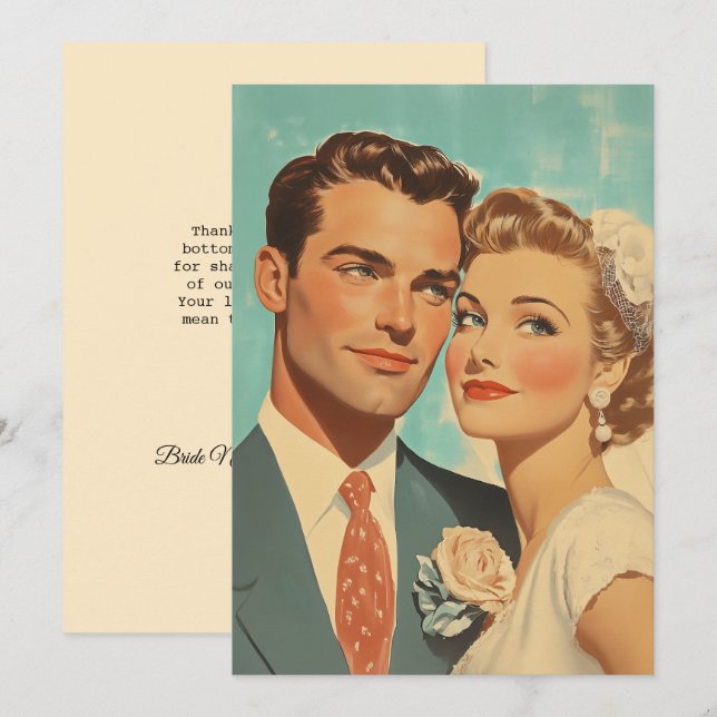 Vintage Just Married Bliss Inbjudningar (Fram/baksida)