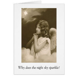 Vintage - juvlar, stjärnor och änglar, hälsningskort