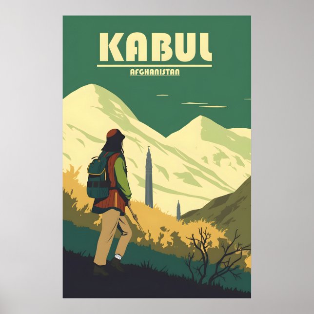 Vintage Kabul, Afghanistan Travel Poster (Framsidan)