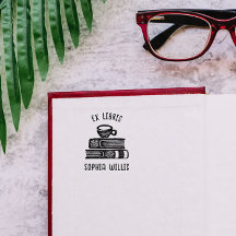 Vintage Kaffe Anpassningsbar Bok Ex Libris Bibliot