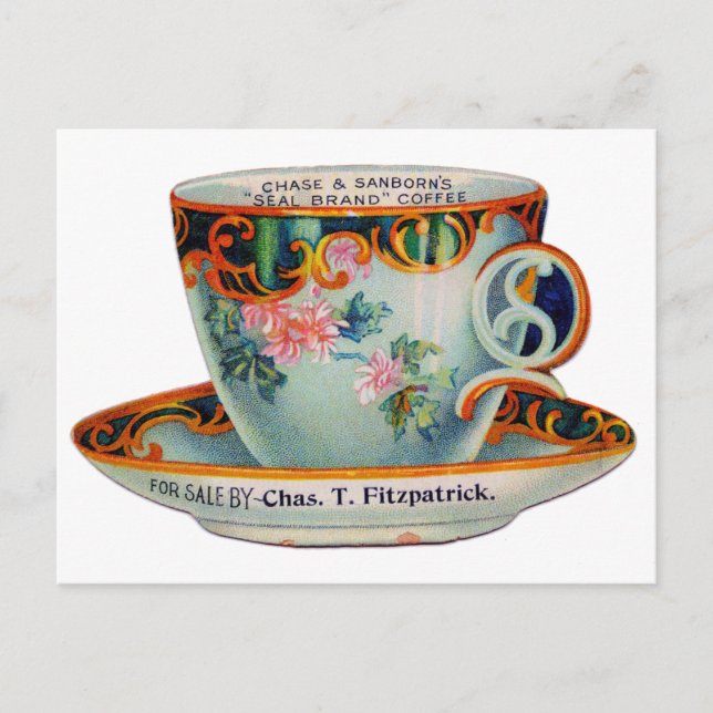 Vintage Kaffe Kopp Vykort (Framsida)