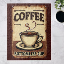 Vintage Kaffe Oändlig Kopp Skylt