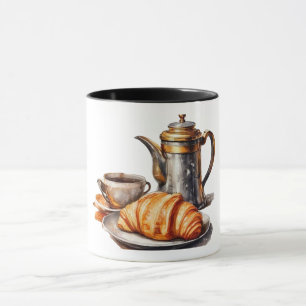 Vintage Kaffe och Croissant Mugg