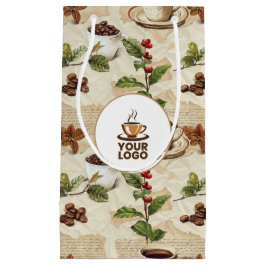 Vintage kaffebönor & kopp mönster butik brand logo