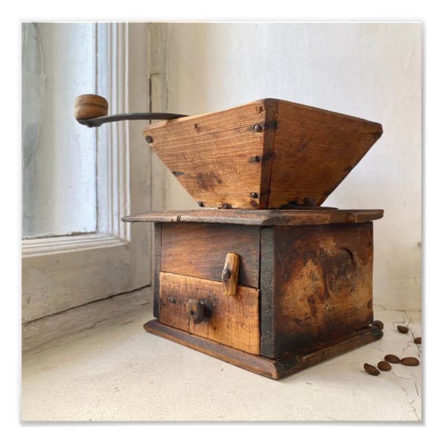 Vintage kaffebryggare, köksvägg, avtryck fototryck (Framsidan)