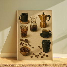 Vintage Kaffebryggning Guide Väggkonst