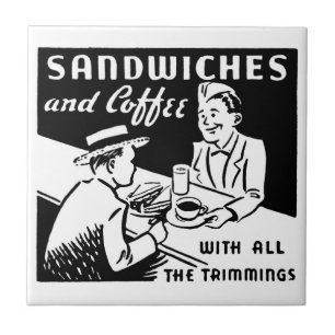Vintage kaffebutiker kakelplatta