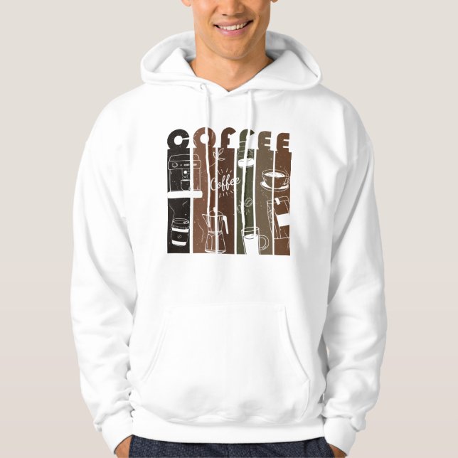 Vintage Kaffee Typografi Illustration Handritad Hoodie (Framsida)