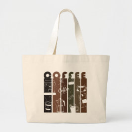 Vintage Kaffee Typografi Illustration Handritad Jumbo Tygkasse