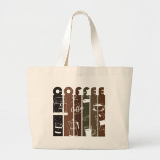 Vintage Kaffee Typografi Illustration Handritad Jumbo Tygkasse