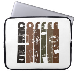 Vintage Kaffee Typografi Illustration Handritad Laptop Fodral