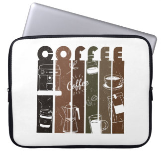 Vintage Kaffee Typografi Illustration Handritad Laptop Fodral