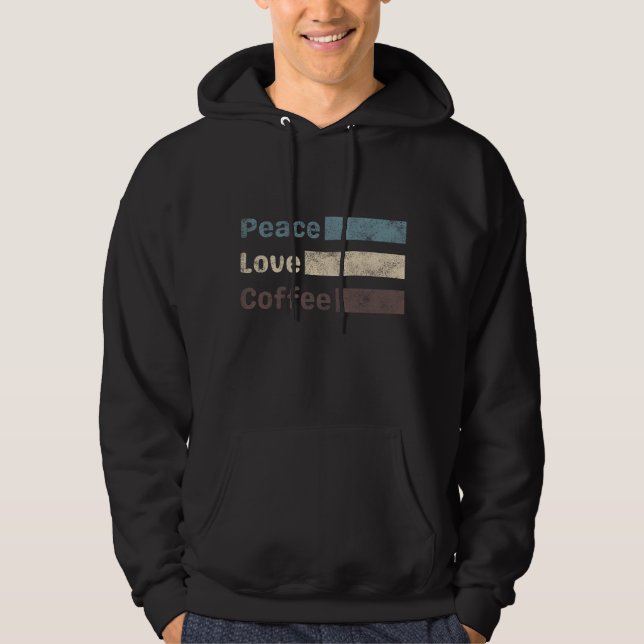 vintage kaffefärgad text, kärlek-kaffe hoodie (Framsida)