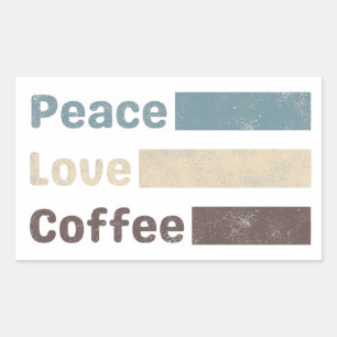 vintage kaffefärgad text, kärlek-kaffe rektangulärt klistermärke