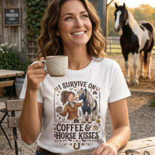 Vintage kaffehästar kyssar grafik t shirt
