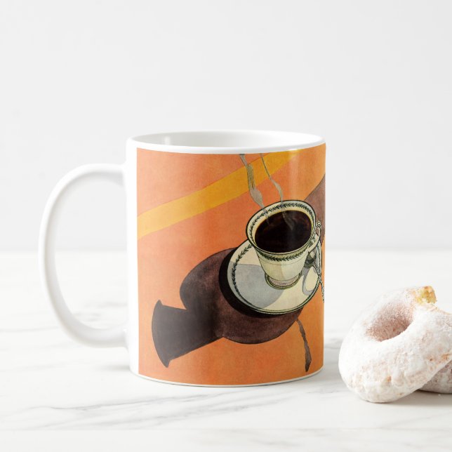 Vintage kaffekopp, fat, sked, retro-diner kaffemugg (Med munk)