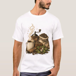 Vintage Kaffekopp Illustration T Shirt