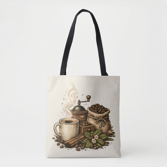 Vintage Kaffekopp Illustration Tygkasse (Framsida)