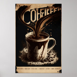 Vintage Kaffekvägg Poster