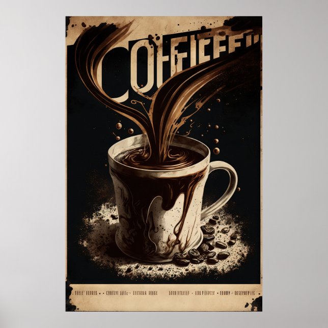Vintage Kaffekvägg Poster (Framsidan)