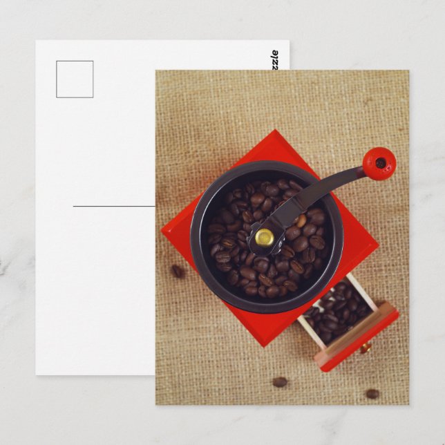 Vintage kaffekvarn vykort (Fram/baksida)