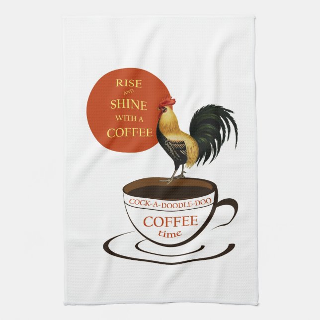 Vintage kaffeodlingar med Tupp Kökshandduk (Vertikal)