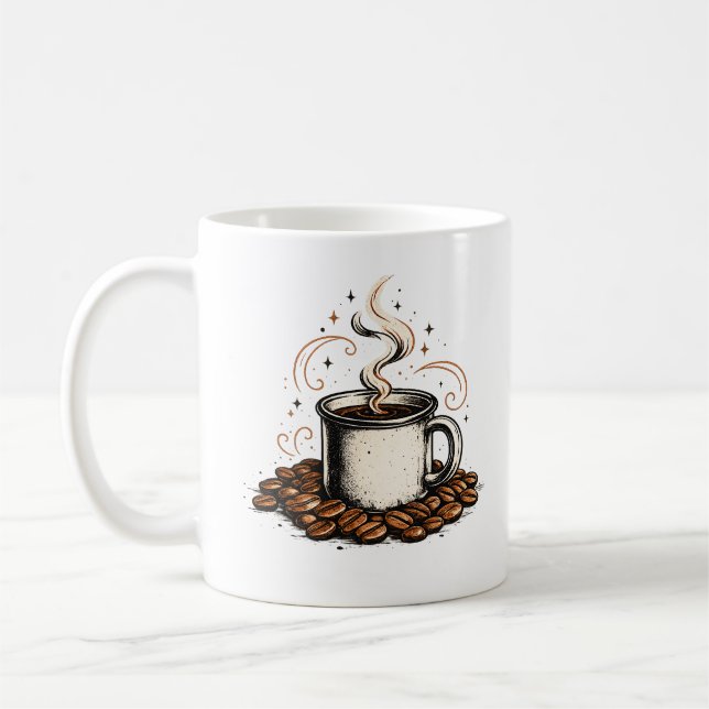 Vintage Kaffestationsmärke | Rustik Kaffeälskare Kaffemugg (Vänster)