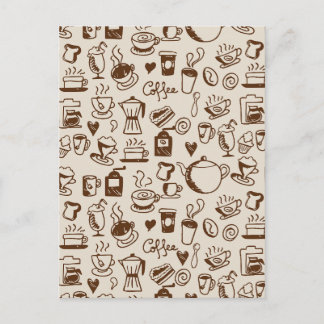 Vintage Kaffestuga Linje Konst Mönster Varm Beige Vykort