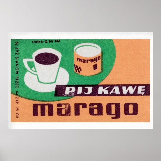 Vintage kaffetändsticksasktryck - Japansk etikett Poster (Framsidan)