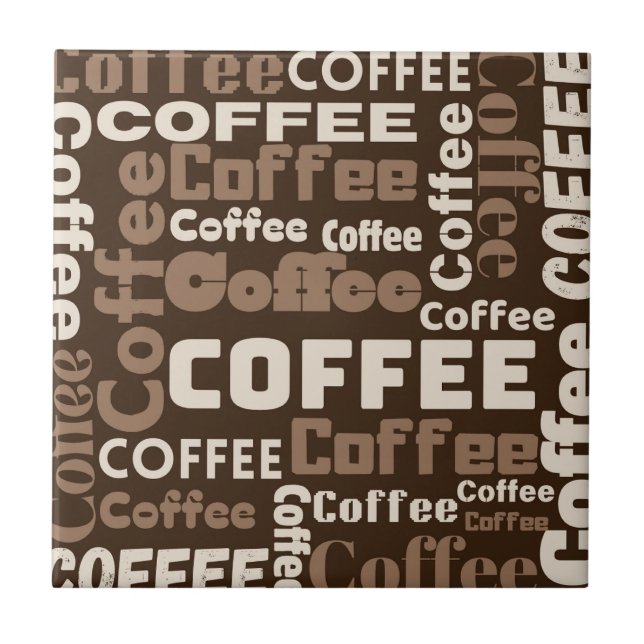Vintage kaffetypografi mönster (1) kakelplatta (Framsidan)