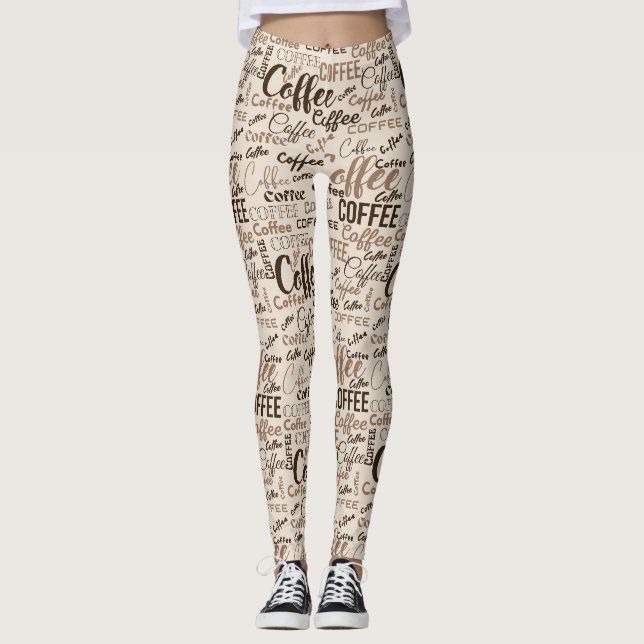 Vintage kaffetypografi mönster (4) leggings (Framsida)