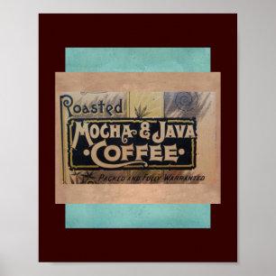 vintage kaffmocha java-etikett poster