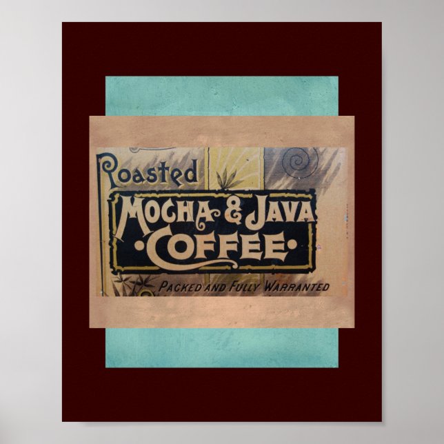 vintage kaffmocha java-etikett poster (Framsidan)