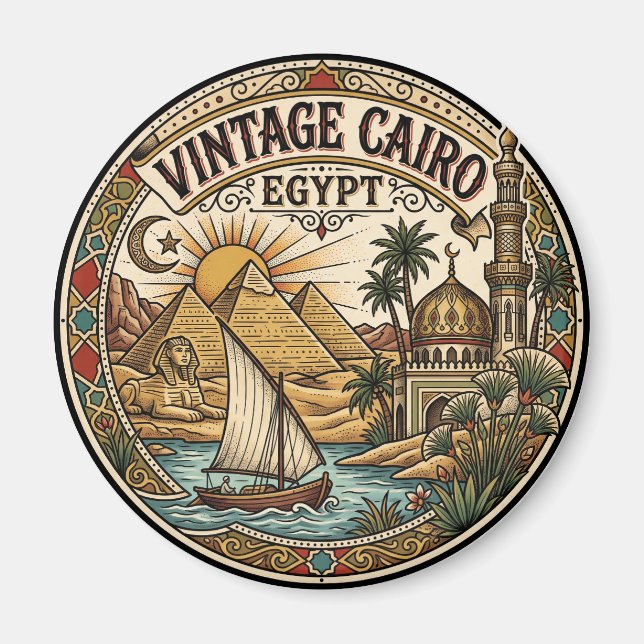 Vintage Kairo Egypten Magnet (Framsidan)