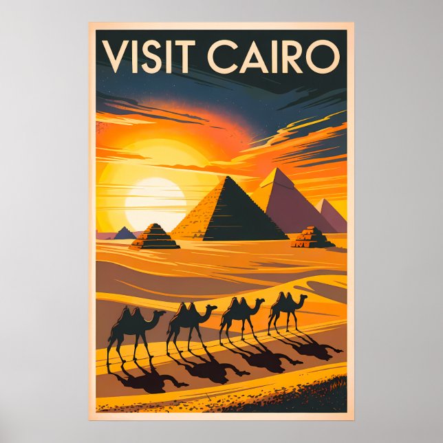 Vintage Kairo - Pyramids at Sunset Poster (Framsidan)