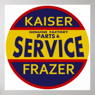 Vintage Kaiser Frazer Service-tecken röd/blå Poster