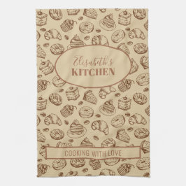 Vintage kakmönster personligt namn kök kökshandduk