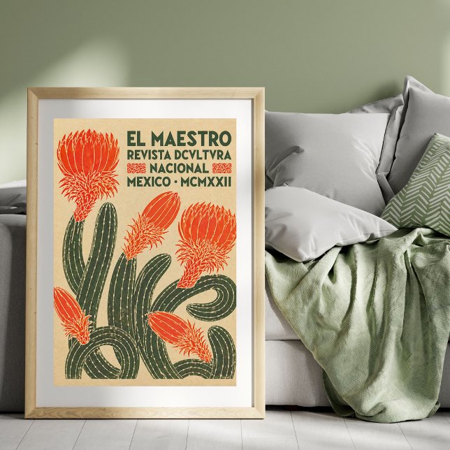 Vintage Kaktusillustration | Mexikansk affischkons Poster (Skapare uppladdad)